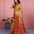 yellow color kanchipuram silk blend zari weaving saree with blouse piece