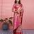 pink color kanchipuram silk blend zari weaving saree with blouse piece