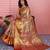red color kanchipuram silk blend zari weaving saree with blouse piece