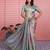 skyblue color kanchipuram silk blend zari weaving saree with blouse piece