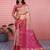 pink color kanchipuram silk blend zari weaving saree with blouse piece