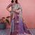 blue color kanchipuram silk blend zari weaving saree with blouse piece
