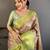 green color kanjivaram silk blend zari weaving saree with blouse 