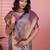 blue color kanchipuram silk blend zari weaving saree with blouse piece