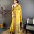 yellow color muga cotton blend woven motif saree with blouse