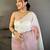 white color linen arco border with handwork saree