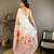 white color linen arco border with handwork saree