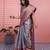 blue color kanchipuram silk blend zari weaving saree with blouse piece