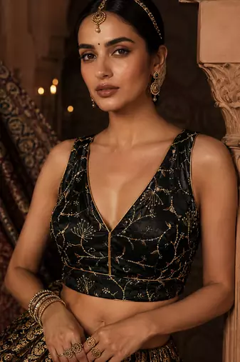 Black embroidered fancydesigner saree blouse