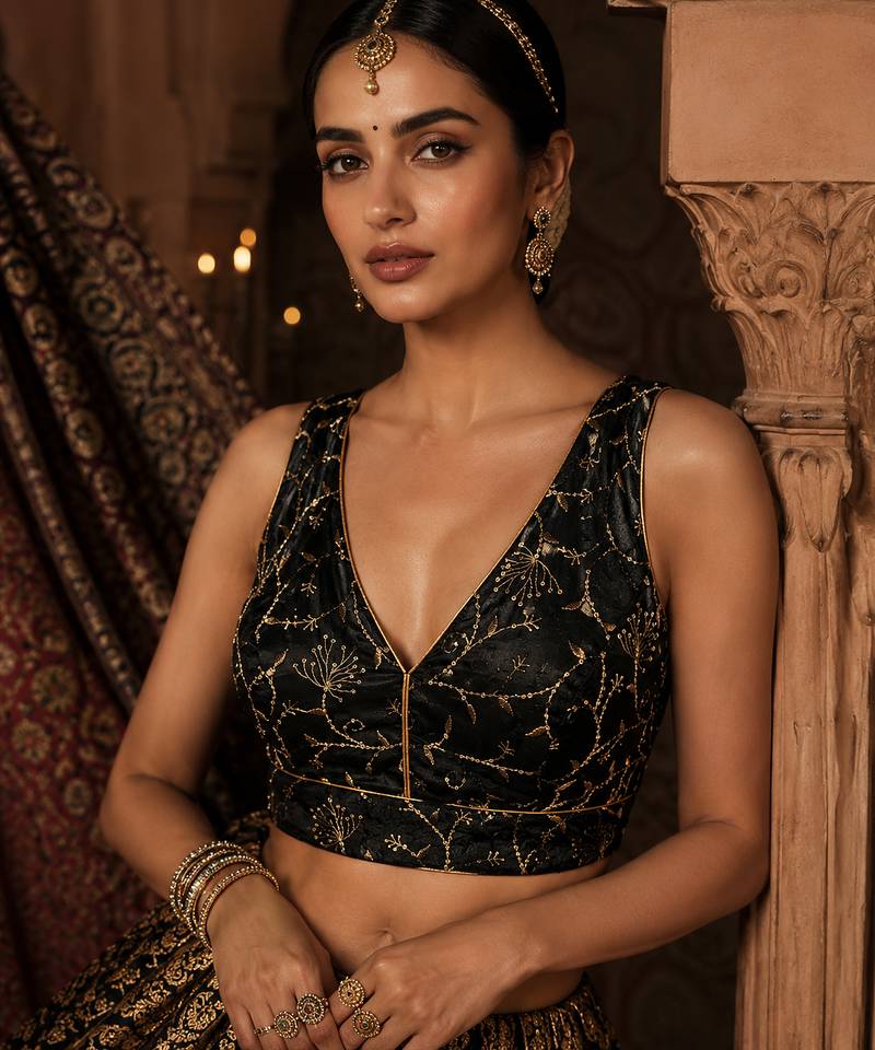 Black embroidered fancydesigner saree blouse