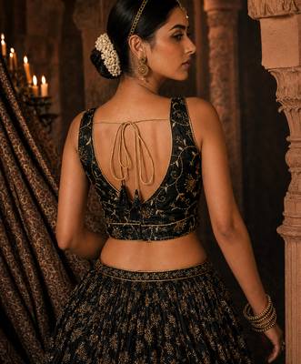 Black embroidered fancydesigner saree blouse 2