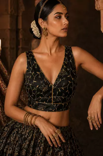 Black embroidered fancydesigner saree blouse