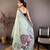 sky blue color muga cotton blend woven motif saree with blouse