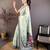 sky blue color muga cotton blend woven motif saree with blouse