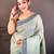 sky blue color muga cotton blend woven motif saree with blouse