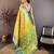 yellow color kanjivaram silk blend zari woven saree with blouse