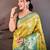 yellow color kanjivaram silk blend zari woven saree with blouse