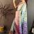 sky blue color kanjivaram silk blend zari woven saree with blouse