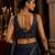 Navy blue embroidered fancydesigner saree blouse