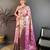 pink color kanjivaram silk blend zari woven saree with blouse