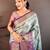 sky blue color kanjivaram silk blend zari woven saree with blouse