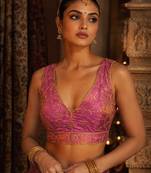 Pink embroidered fancydesigner saree blouse