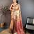 beige color kanjivaram silk blend zari woven saree with blouse
