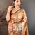 beige color kanjivaram silk blend zari woven saree with blouse