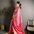 pink color kanjivaram silk blend zari woven saree with blouse