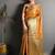 mustard color kanjivaram silk blend zari woven saree with blouse
