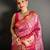 pink color kanjivaram silk blend zari woven saree with blouse