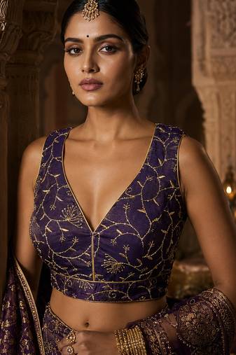 Urple embroidered fancydesigner saree blouse