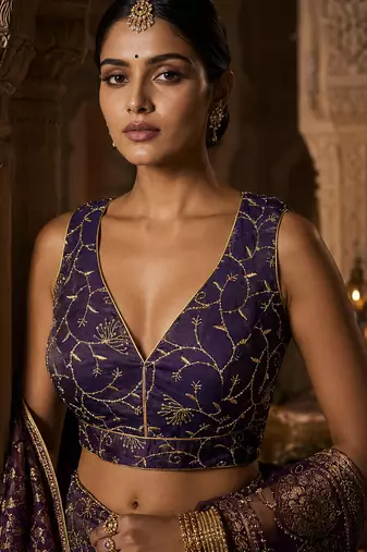 Urple embroidered fancydesigner saree blouse