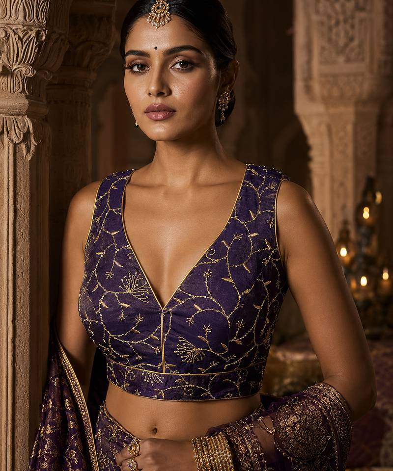 Urple embroidered fancydesigner saree blouse