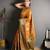 mustard color kanjivaram silk blend zari woven saree with blouse
