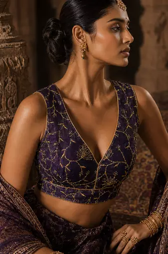 Urple embroidered fancydesigner saree blouse