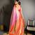 peach color kanjivaram silk blend zari woven saree with blouse