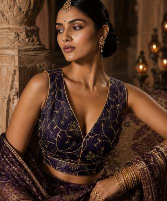 Urple embroidered fancydesigner saree blouse 4