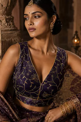 Urple embroidered fancydesigner saree blouse