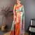 sea green color kanjivaram silk blend zari woven saree with blouse