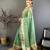 green color cotton blend flower digital printed saree with blouse
