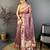 peach color cotton blend flower digital printed saree with blouse