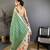green color cotton blend flower digital printed saree with blouse