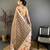 beige color cotton blend flower digital printed saree with blouse