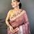 peach color cotton blend flower digital printed saree with blouse