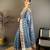 tealblue color cotton blend flower digital printed saree with blouse