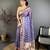blue color cotton blend flower digital printed saree with blouse