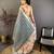 grey color cotton blend flower digital printed saree with blouse