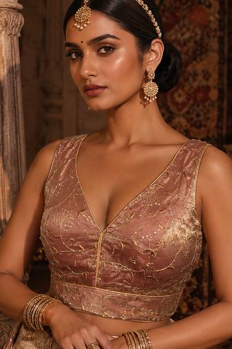 Rose goldembroidered fancydesigner saree blouse