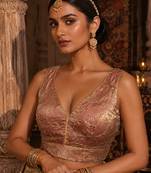 Rose goldembroidered fancydesigner saree blouse